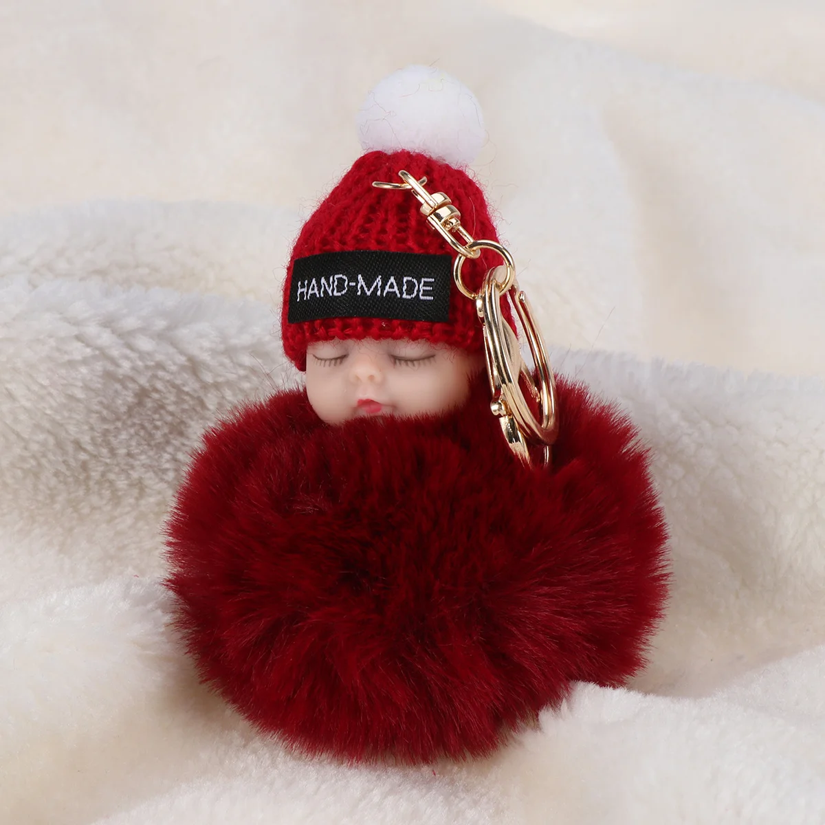 

Винно-красный брелок для сна ребенка, милый дизайнерский цепочка, грязные ключи, подарок, детский брелок для ключей, автомобильный брелок для ключей