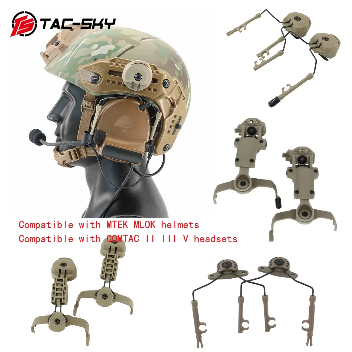 TS TAC-SKY Tactical Helmet Rail Adapter Compatible with MTEK MLOK Helmets for use with COMTA II/COMTA III/COMTA V Headsets