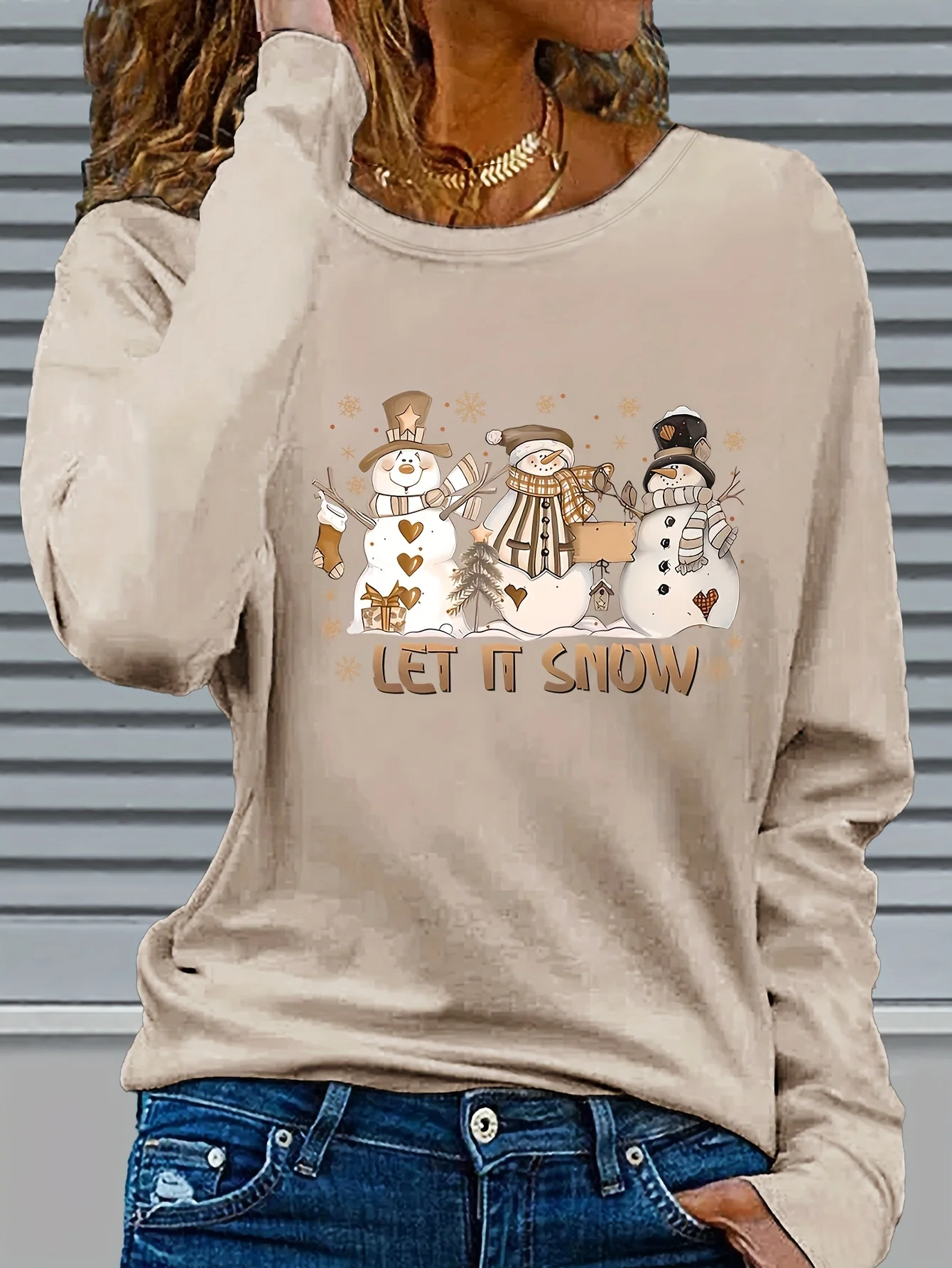 Christmas Pattern Printed Long Sleeve T-Shirt for Autumn And Winter