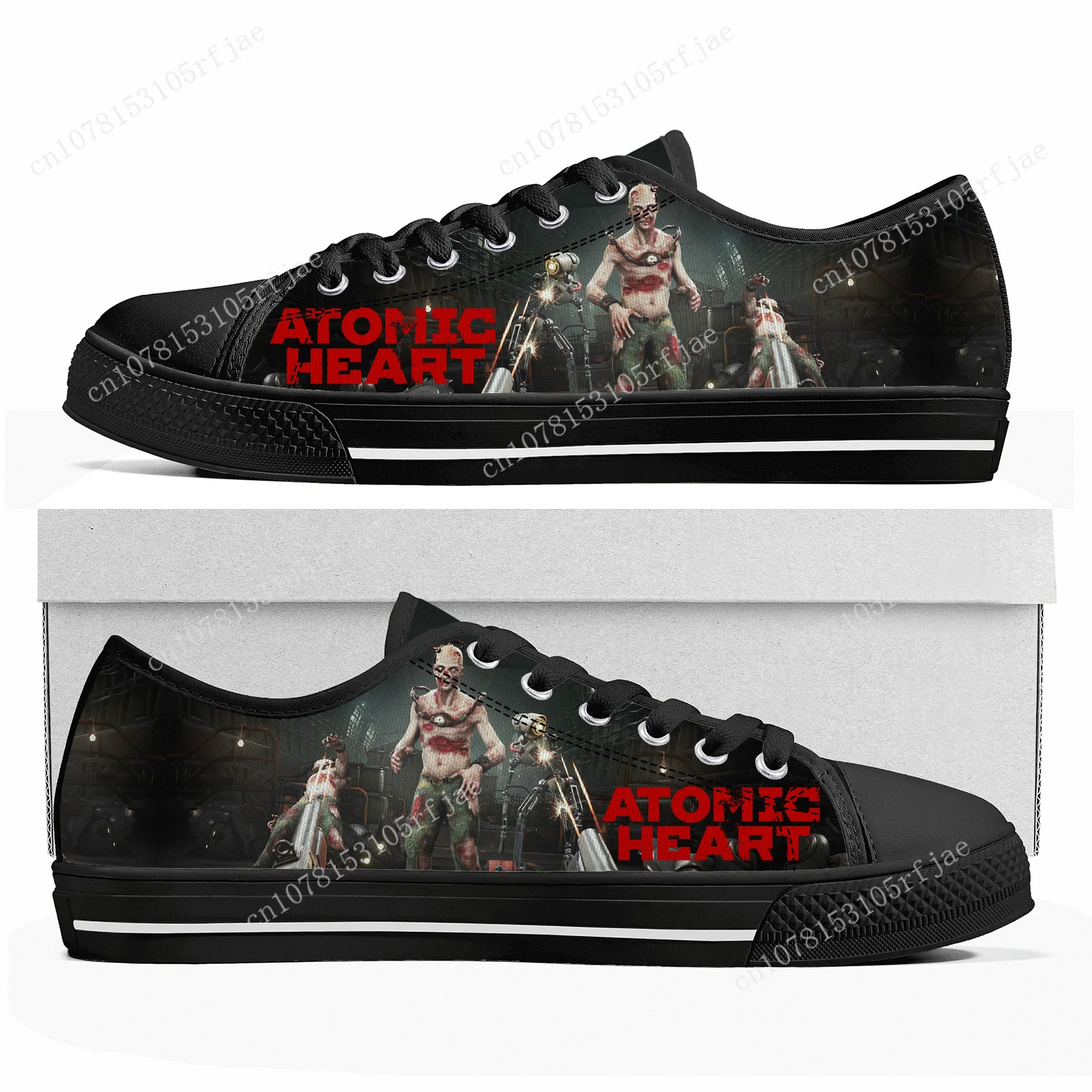 Sapatilhas Atomic Heart Low Top para homens e mulheres, jogo de desenhos animados, moda casual, sapatilha sob medida, alta qualidade, adolescente, quente