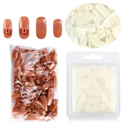 100pcs False Nail Tips Piece Brown White Replace Nail Art Tips For Hand Practice Model Showing Shelf Training Manicure DIY Tools