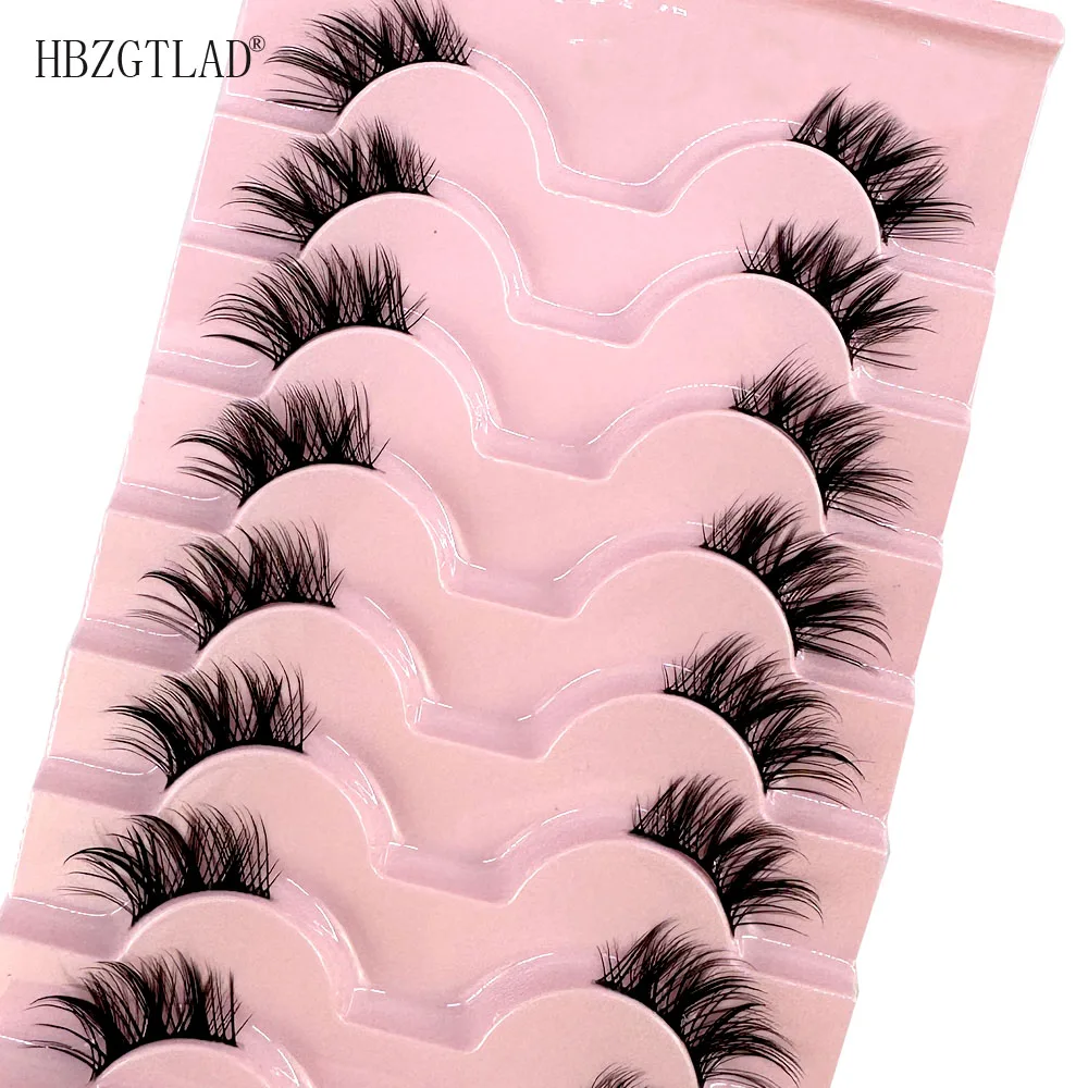 8Pairs Cat Eye Half Lashes Natural Wispy Soft Fluffy Half Mink Lashes Fox Eye Reusable False Eyelashes Eyelash Extension Makeup