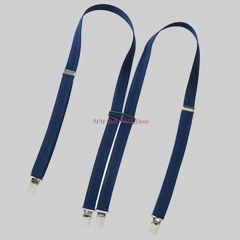 

49ME Comfortable Men's Suspenders for Pants 4 Clip Strap Elastic Pants Suspenders