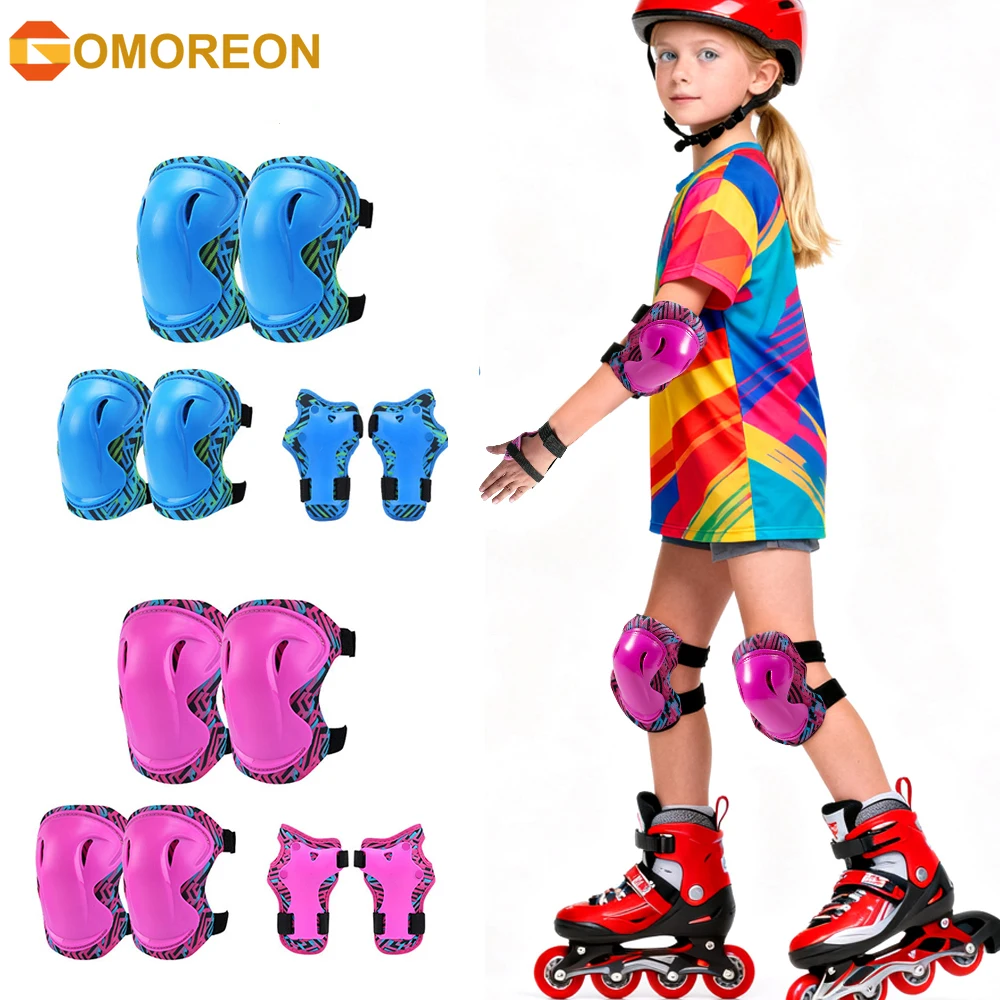 

Детский защитный комплект с наколенниками, налокотниками и защитой запястий, идеально подходит для девочек и мальчиков, для катания на коньках, скейтборде, самокате, велосипеде.