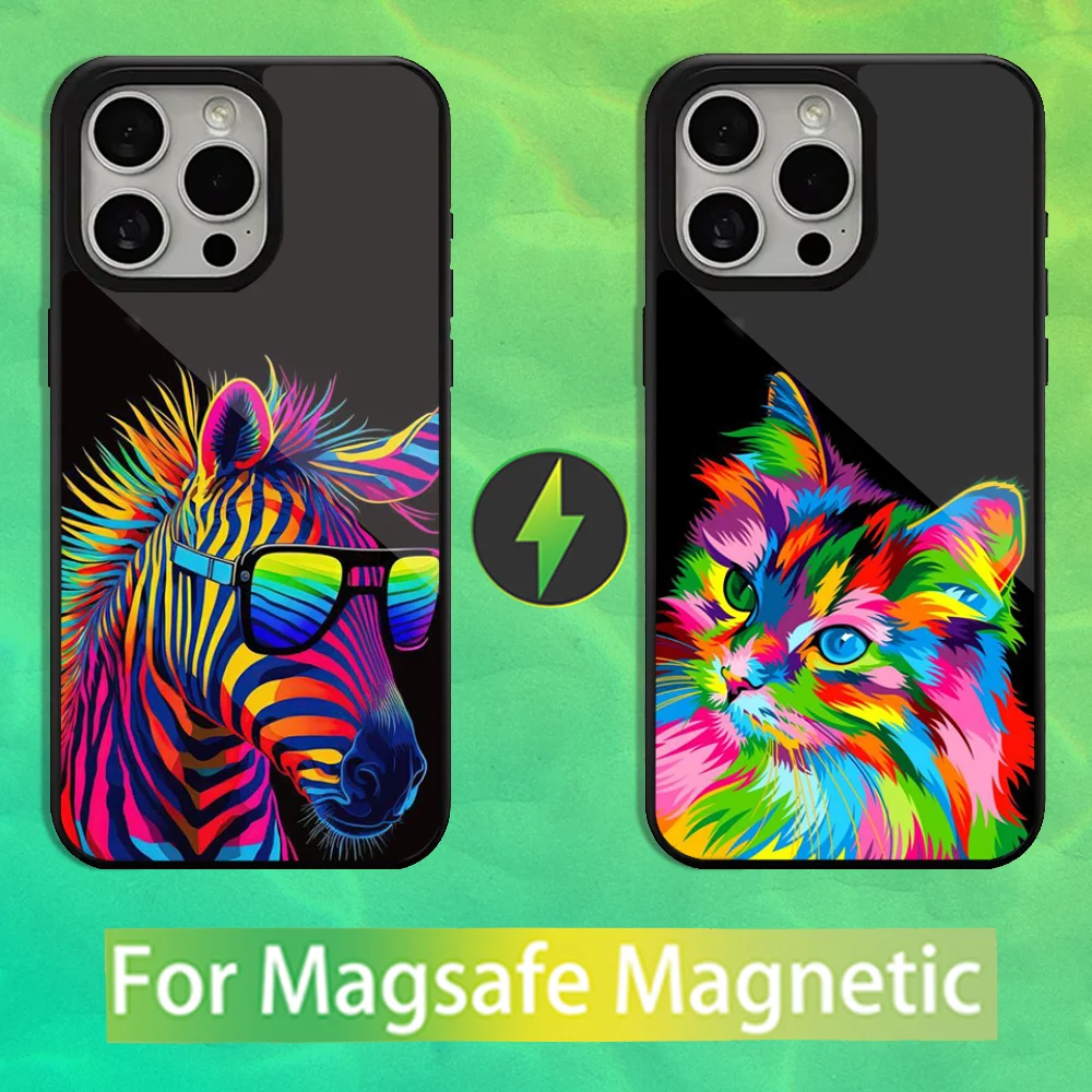 

Colorful Art Animals Phone Case For iPhone 16,15,14,13,12,11,Pro,Max,Plus,Mini,Magsafe,Magnetic Wireless Charging Case