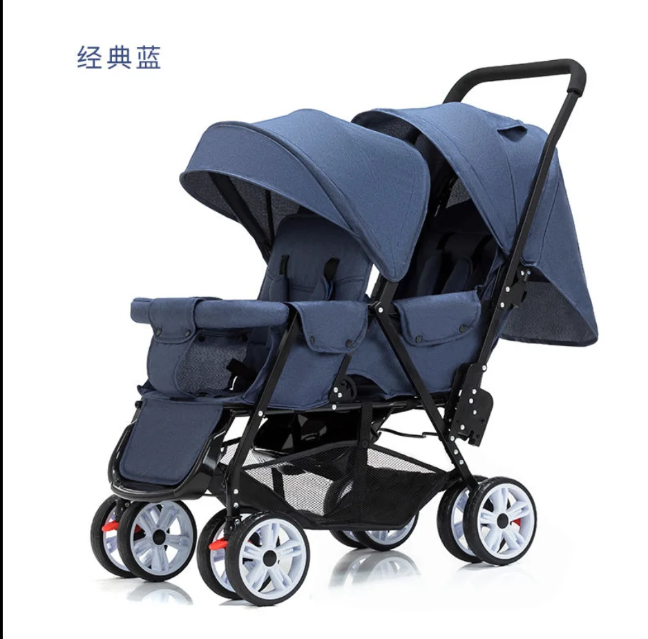 The Twin Baby Stroller Can Sit Back and Forth and Can Lie Flat and Lightly Folded Double Baby Stroller Second Child Era