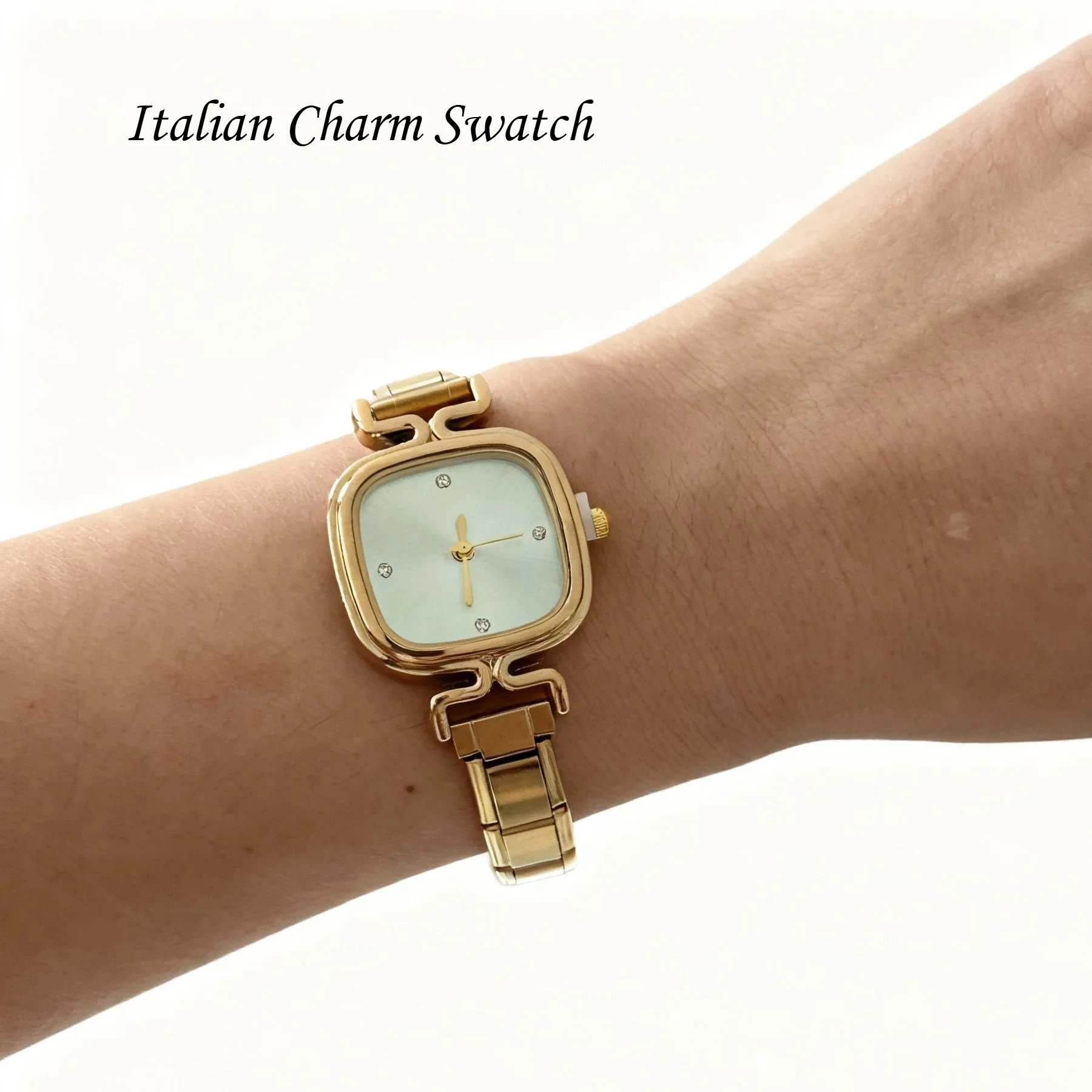 Minimalist Square Dial Women Quartz Watch Stainless Steel Link Tiny Candy Shape Wristwatch Elegant Daily Wear Ladies Gift