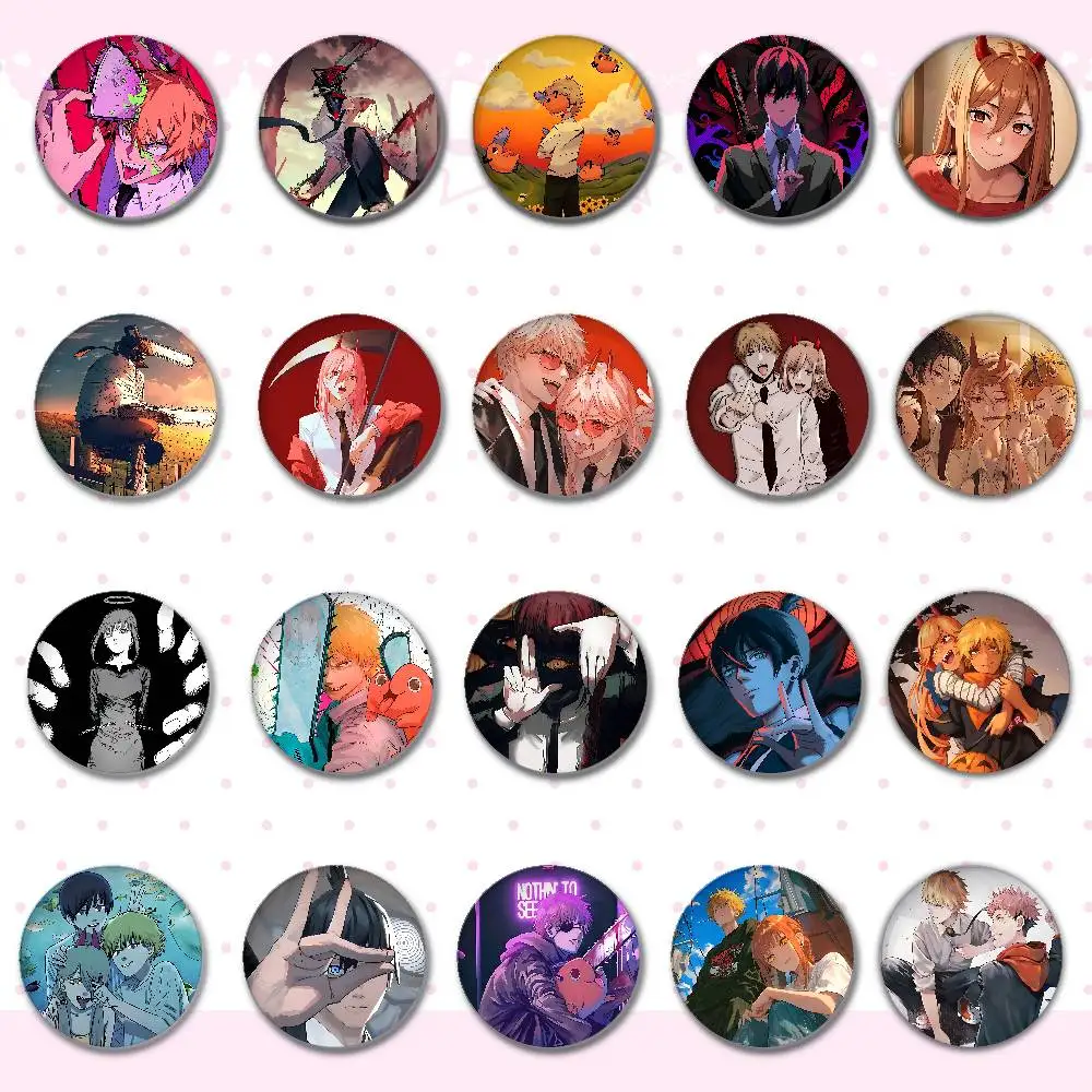Chainsaw Man Anime Badges Round Brooch Cute Cartoon Idol Cosplay Badges DIY Backpack Clothing Jewelry Pins