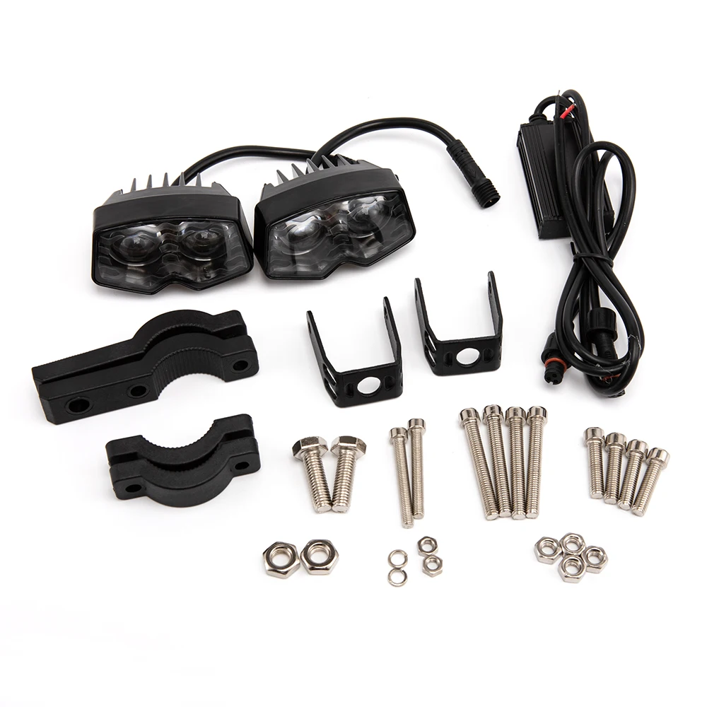 Pair 50W Motorcycle Headlight Fog Lights Led Auxiliary Driving Light Spotlight Headlamp Dual Color Farol Moto Fog Lamp