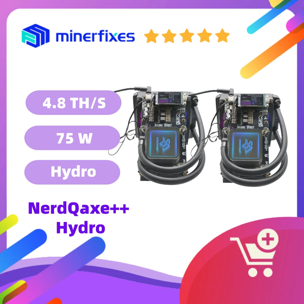 

NerdQaxe++ Hydro 4.8TH/S BM1370 Ultra-Low Power SHA-256 ASIC Bitcoin Miner 68w.bitaxe solo miner
