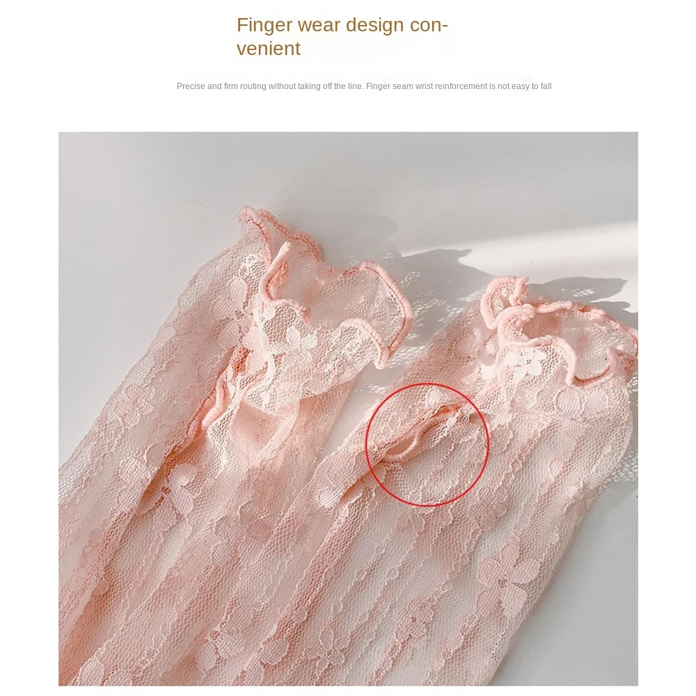 Fashion Lace Sunscreen Sleeve Thin Fingerless Driving Gloves UV Protection Women Arm Cover Summer