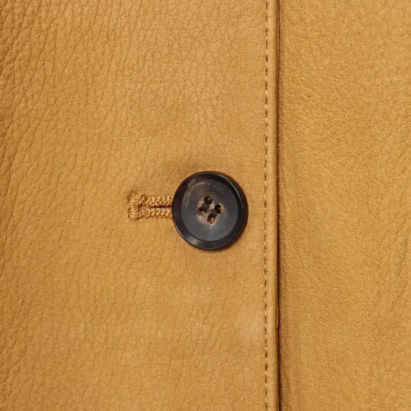 KEYANKETIAN Jesienno-zimowa nowa damska kurtka skórzana wiatroodporna z wysokim kołnierzem zapinana na jeden guzik, kurtka pilotka, płaszcz skórzany damski