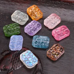 10pcs Rectangle Shape 13x18mm Handmade Embossment Lampwork Glass Loose Beads For Jewelry Making DIY Bracelet Crafts Findings