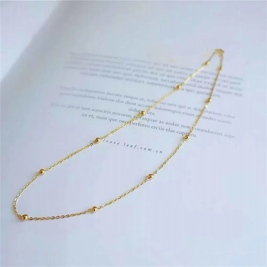 Real 18K Golden Ball Starry Sky Necklace AU750 Women's Fashion Necklace Boutique Jewelry Gift X2010