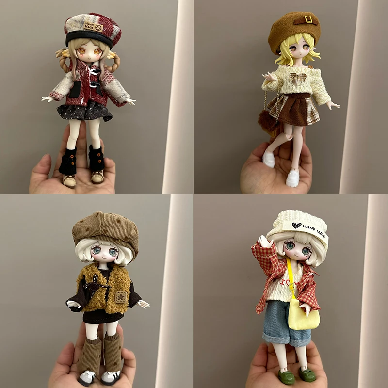 

A Set Of 30cm Doll's Clothes Furry Cute Winter Outfit Suit For 1/6 Doll Accessories Dress Up Toy For Children