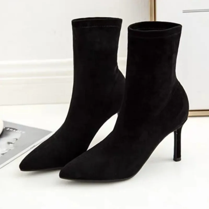 

High Heels Short Boots for Women Pointed Toe Fashion Elegant Shoes 2025 Winter New Chelsea Ankle Boots Dress Party Pumps Zapatos
