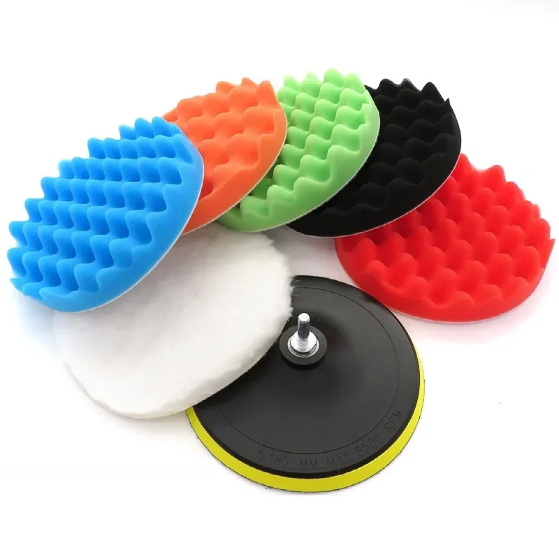 Imagem -06 - Carro Polimento Pad Kit para Carro Polimento a Disco Encerando Esponja Polimento Kit Adaptador de Broca 7