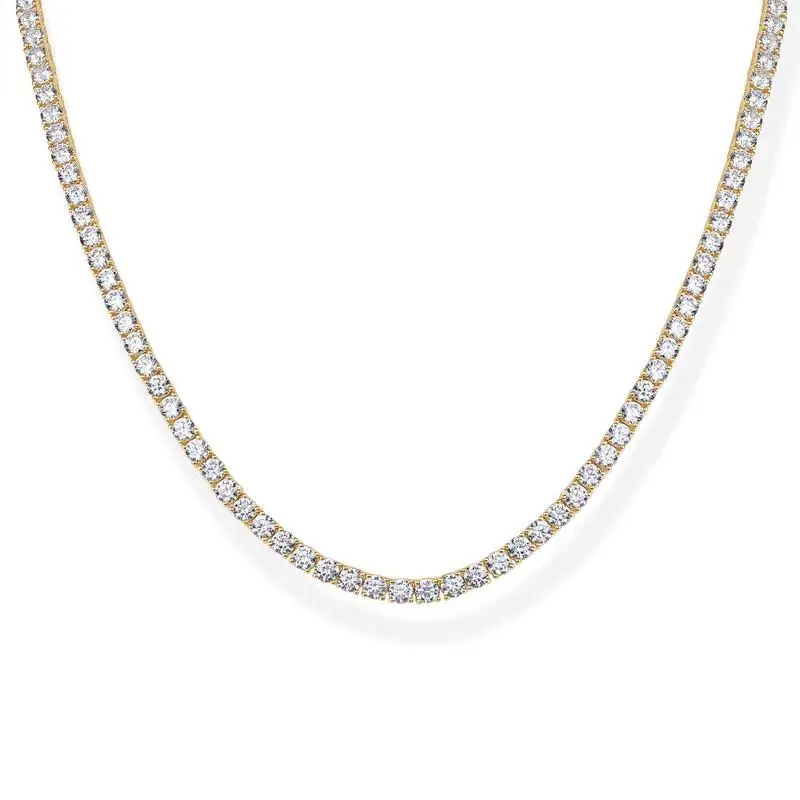 

14K Gold Plated 3mm Simulated Diamond Tennis Necklace for Women Tennis Chain Gold Necklace for Women| Sizes 15" and 18"