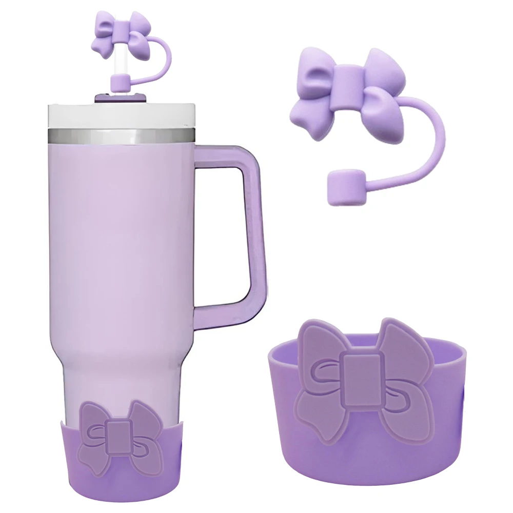 Bow Style 2pcs Cup Accessories Set for Stanley 30oz 40oz Tumbler Cup Water Bottle  Bow 10mm Silicone Straw Cover Topper Cap - view 2