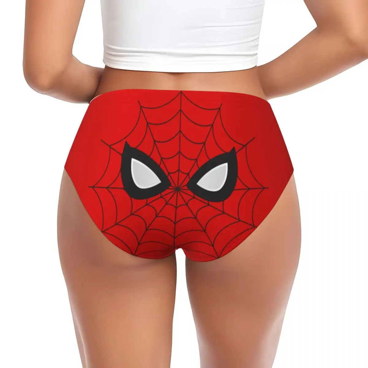 Custom Women Spider Red Web Brief Panties Female Soft Cartoon Underwear Underpants