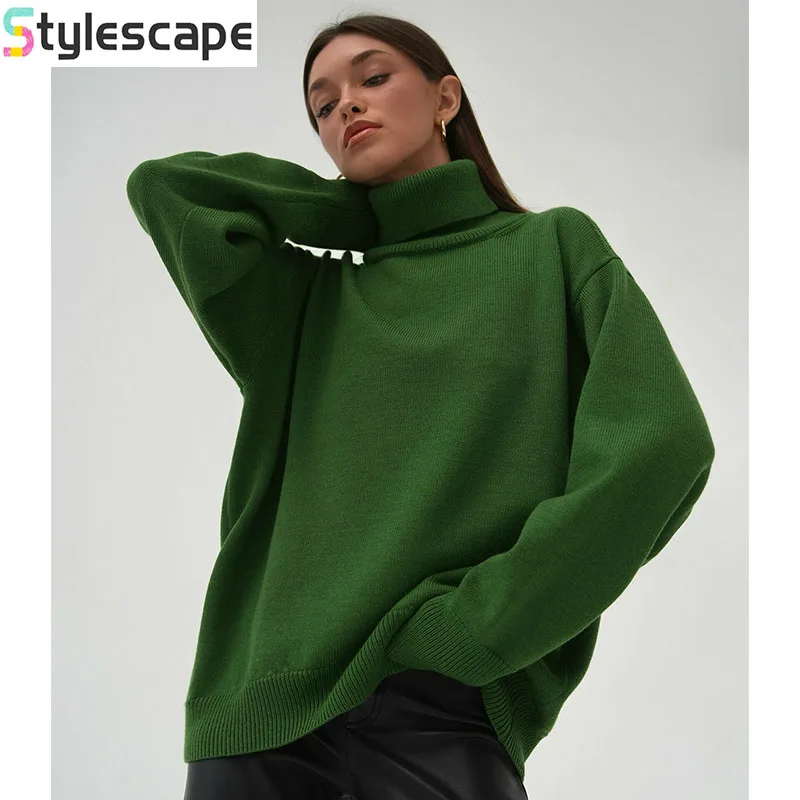 

Solid Color High Neck Sweater 2025 Autumn/winter Loose Knit Sweater Ins Head Sweater for Women Sweaters for Women Pullovers