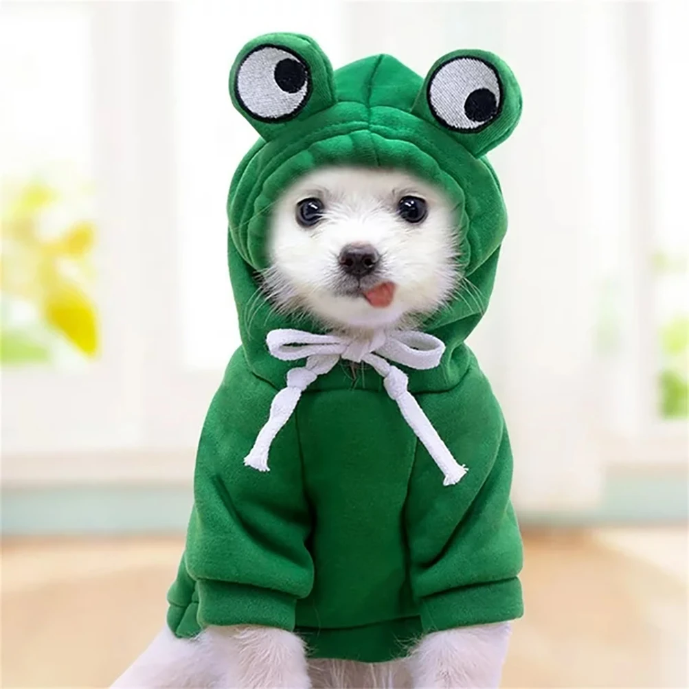 Cute Dog Hoodie Sapo Forma Dog Coats Pet Halloween Cosplay Costume Pet Roupas Cães Moletom com capuz para filhotes Gato