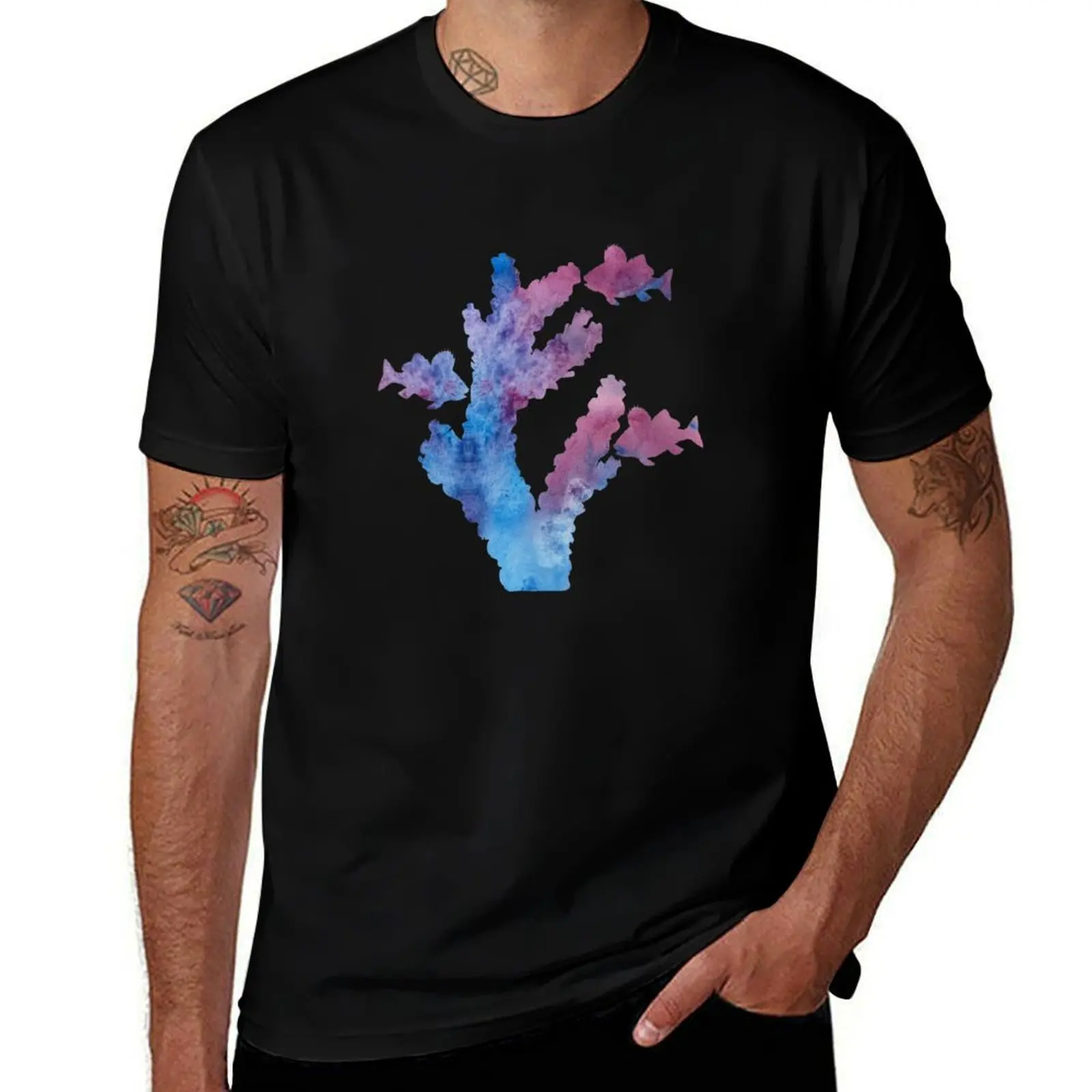 Coral and fish T-Shirt Lightweight Basic Short Sleeve Shirt T-Shirt