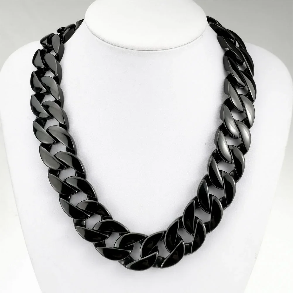 

Jewelry 316L Stainless Steel Curb 24mm Solid Heavy Chain Black Tone Choker Necklace