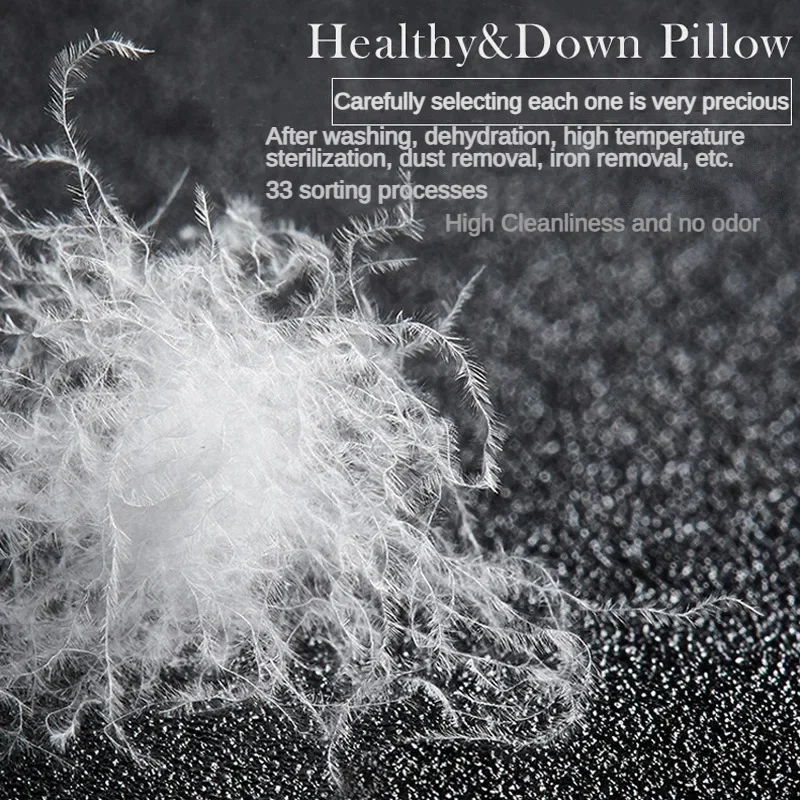 أوزة أسفل وسادة القطن الأبيض وسادة غطاء مستطيل غرفة نوم النوم 5 نجوم فندق وسادة منخفضة منتصف عالية الوسائد للنوم