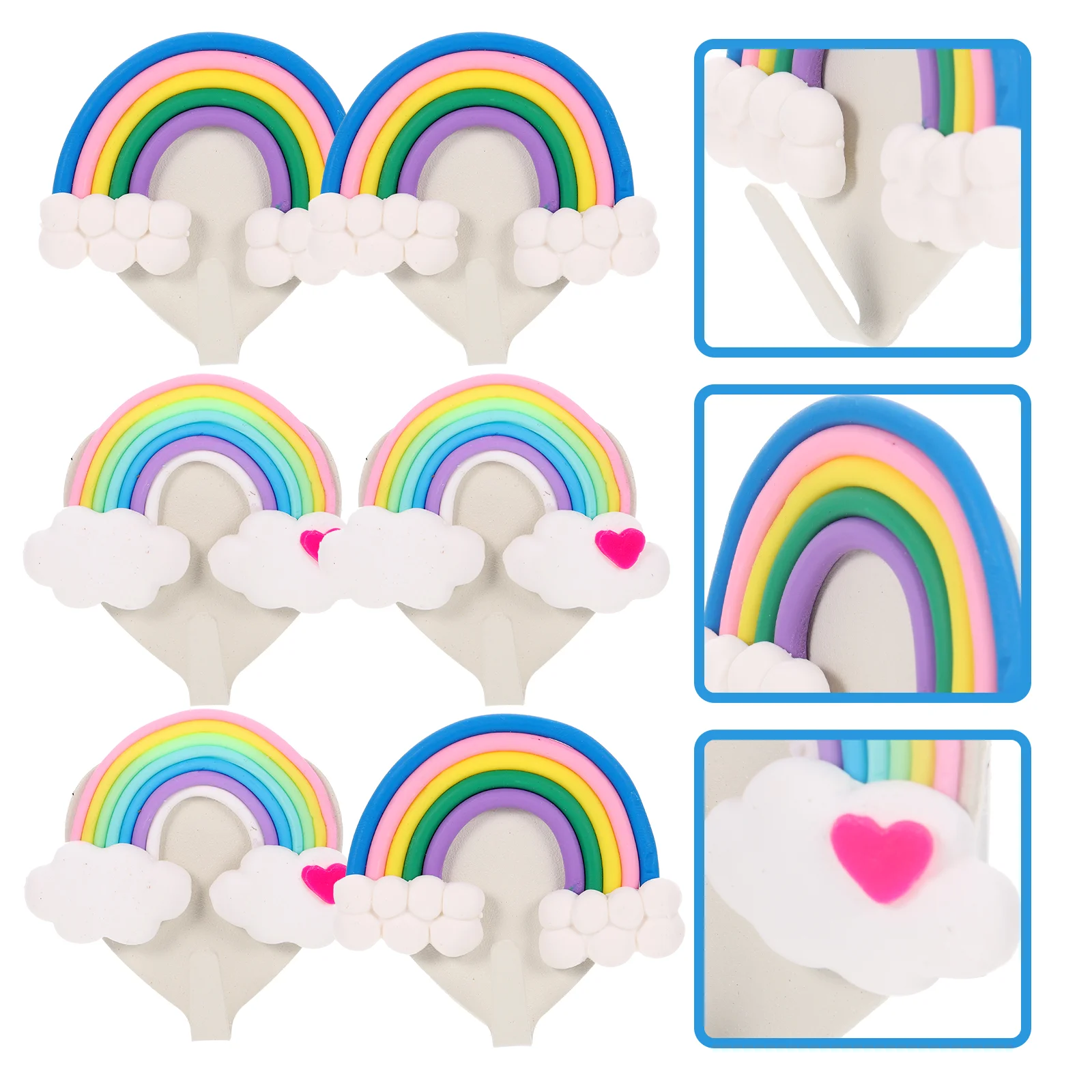 

6 Pcs Cloud Rainbow Hook Adhesive Hooks Cute Wall Hat up Towel Stainless Steel Decorative for Hanging Things Home