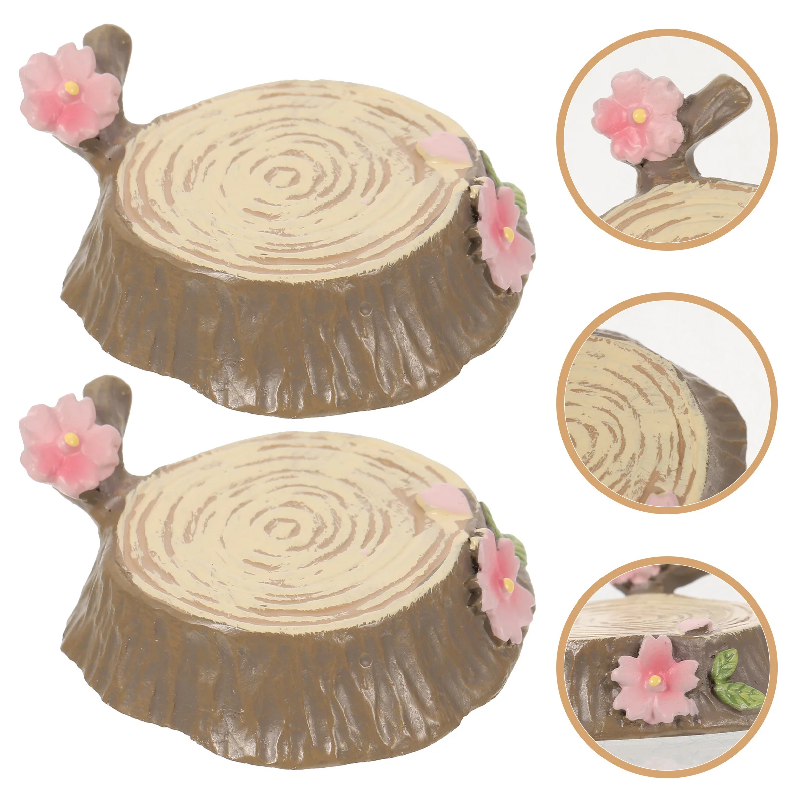 

2Pcs Tree Stump Miniature Resin Decor Simulation Bonsai Garden Landscape Ornament Mini House Fairy Accessories