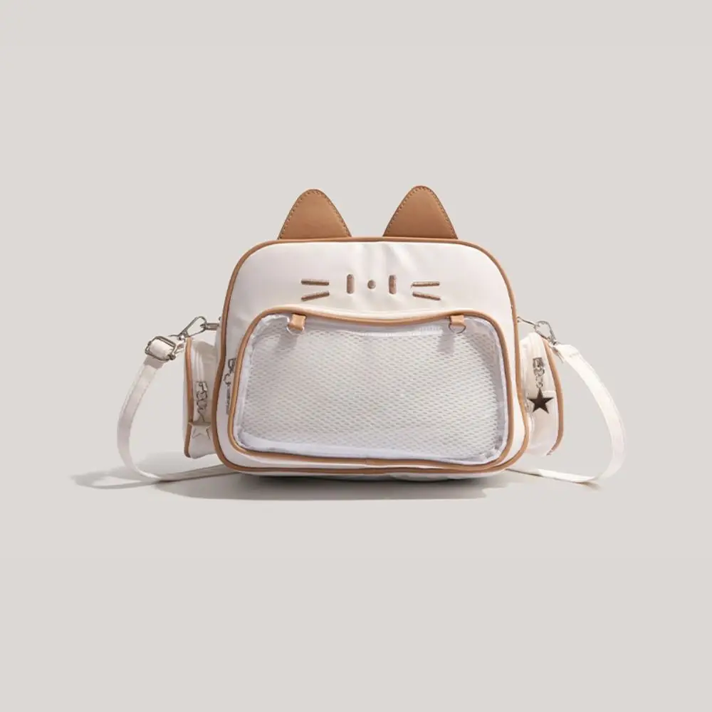 Adge Display Cute Cat Itabag JK Kawaii Anime Badge Show Dolls Tote Bag Storage PU Leather Transparent Pocket Bag Travel
