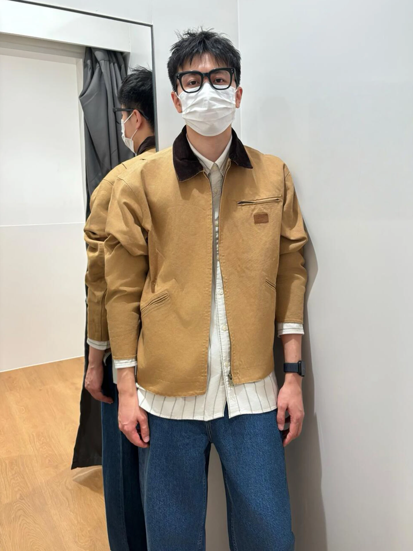 

Мужская куртка Cleanfit с воротником, в американском ретро-стиле, рабочая одежда, бейсбольная куртка в стиле Детройт, свободный крой, молодежная повседневная модель