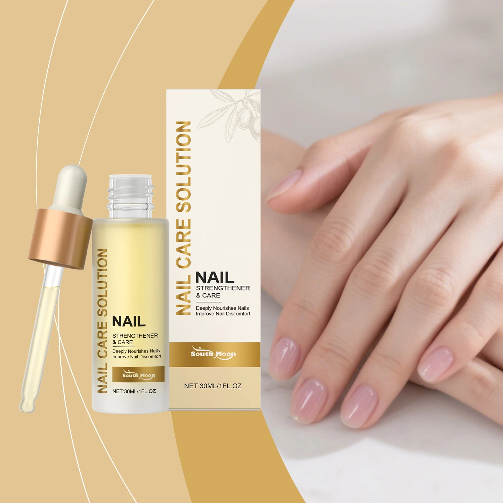 Nagelstärkende Pflegeflüssigkeit verbessert die Nagelsträhigkeit, spendet Feuchtigkeit der Nageloberflächen um die Haut. Nagelpflege für Hände und Füße