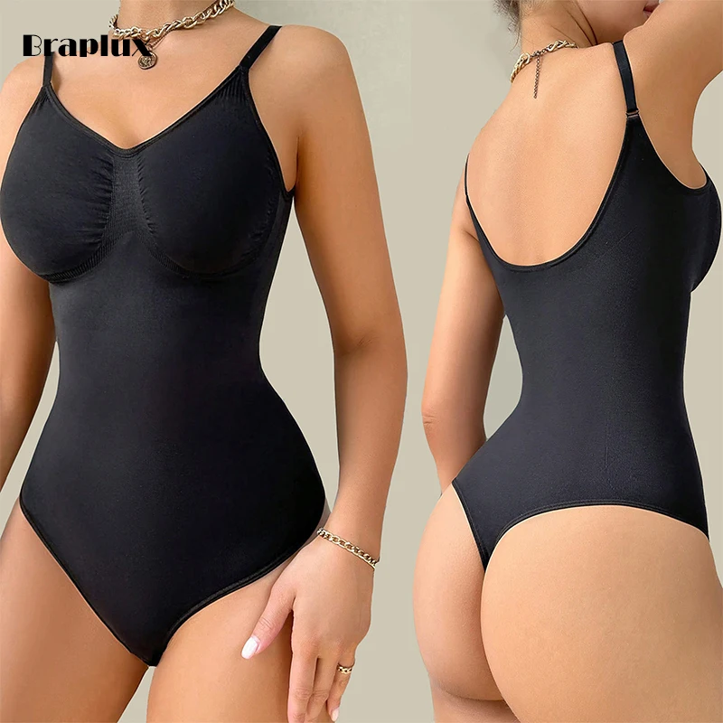 

XS 3XL Seamless Plus Size Tummy Control Shapewear Bodysuit Thong For Women Slimming Stomach Shape Wear Body Suit Nude Black