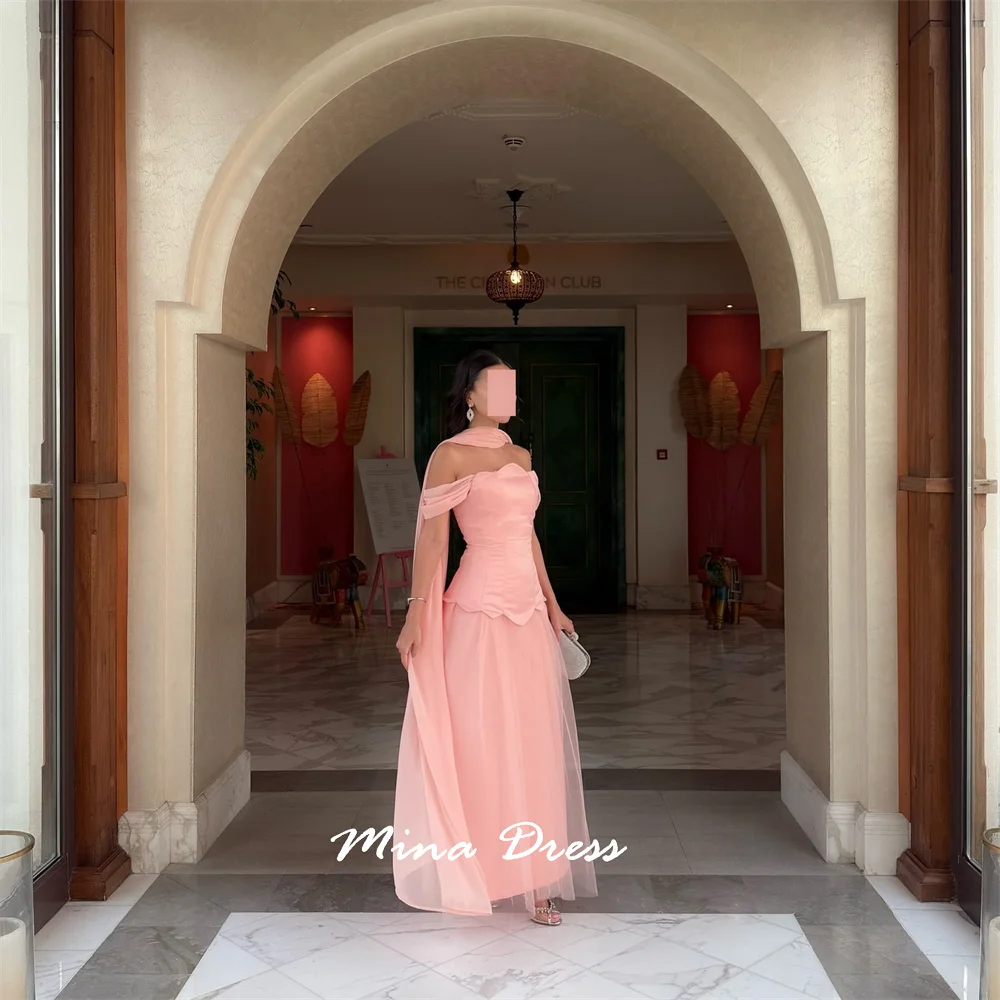 

Mina Customized Back-length Arabic Evening Dress Luxury Elegant Women's Elegant Dresses for Special Occasions Fall Shoulders