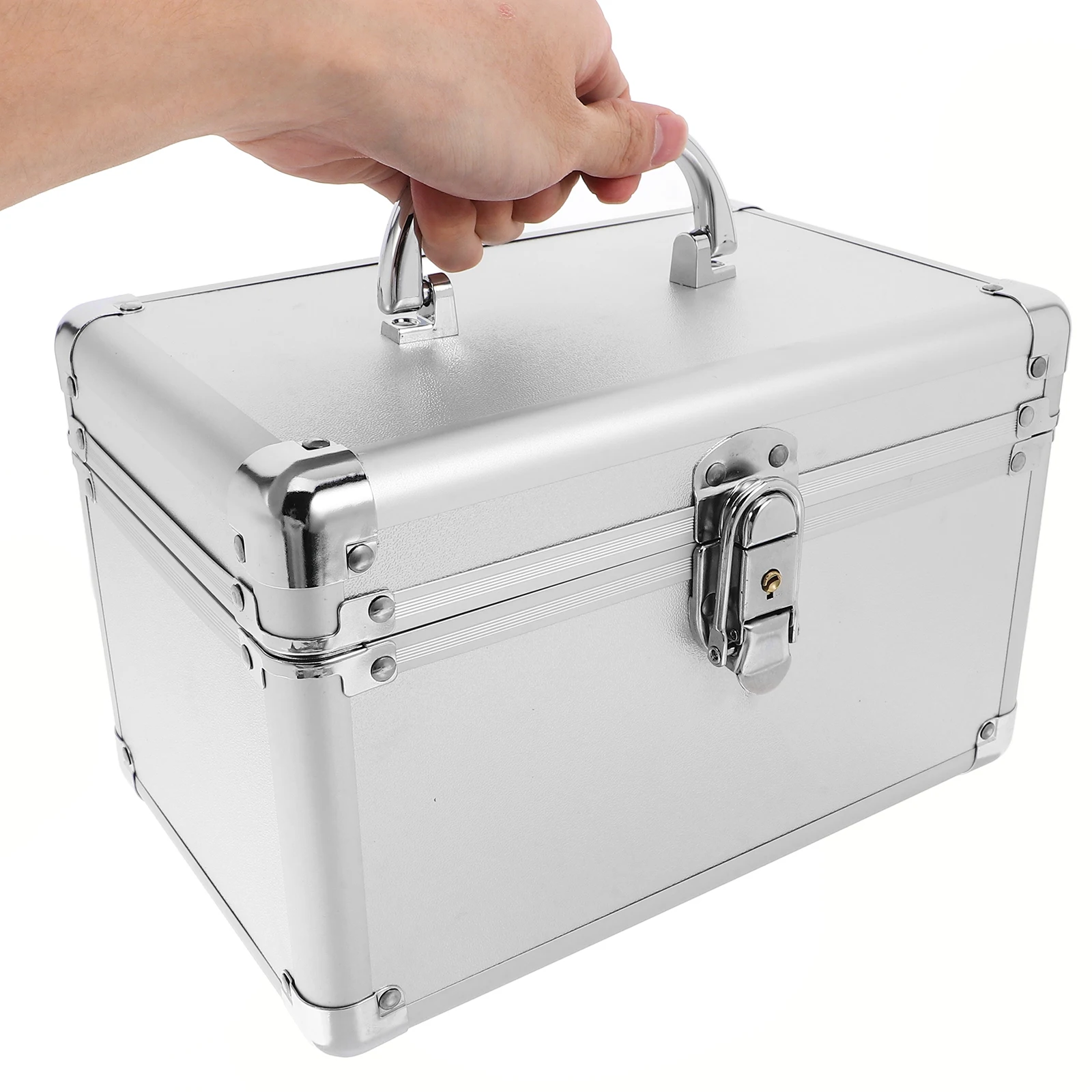 

Large Capacity Portable Medicine Box Aluminum Alloy Compartment Organizer Ideal for Household Medical Storage and