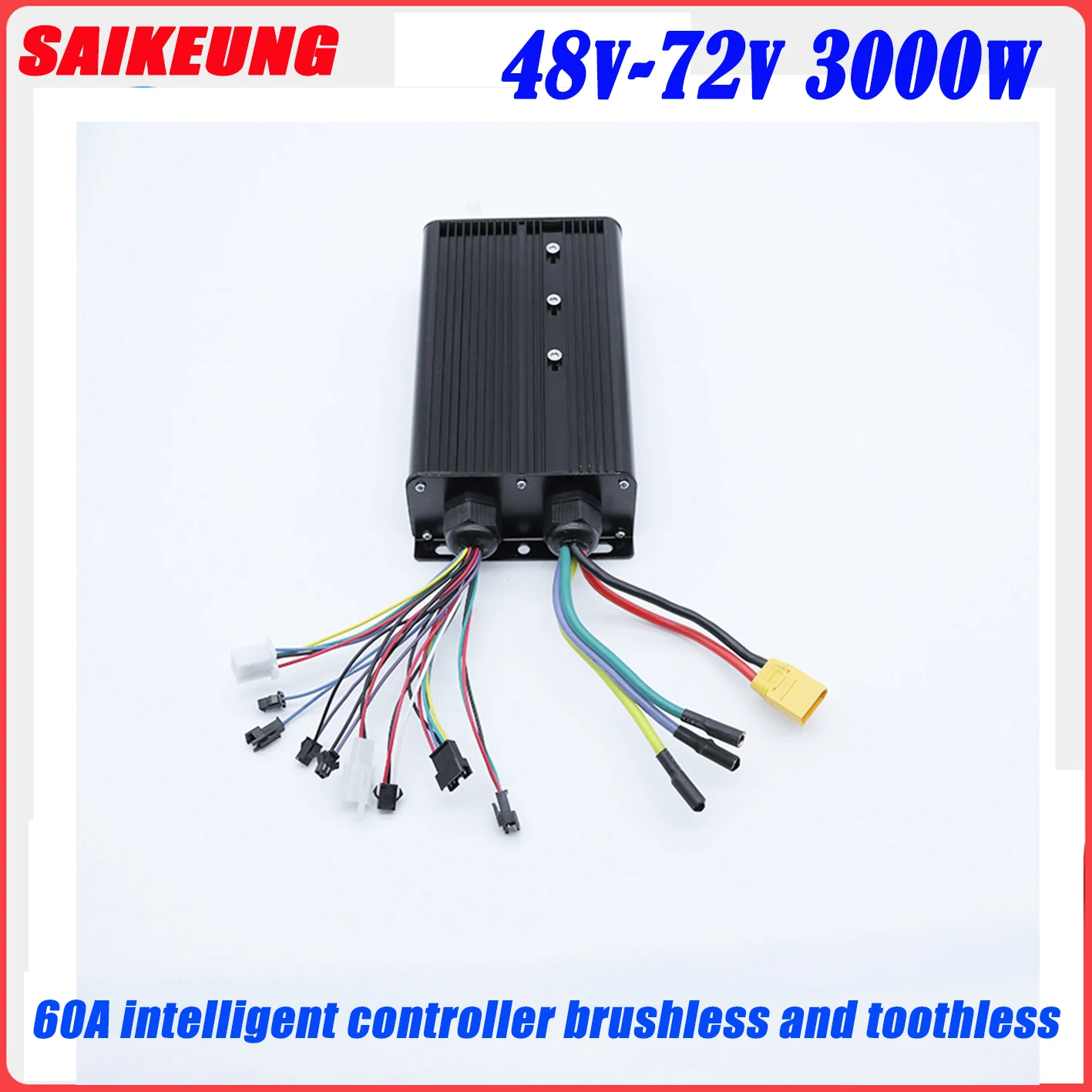 

Saikeung 3000W Electric Vehicle Controller System 48V 52v 60v 72V 60A Dual Mode 18 Tube Sine Wave Controller with Brake Control