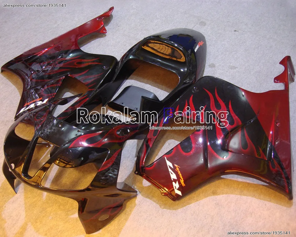 Flame Motorbike Part For Honda VTR1000 RC51 2000-2007 VTR 1000 00 01 02 03 04 05 06 07 RVT1000RR ABS Red Black Fairing