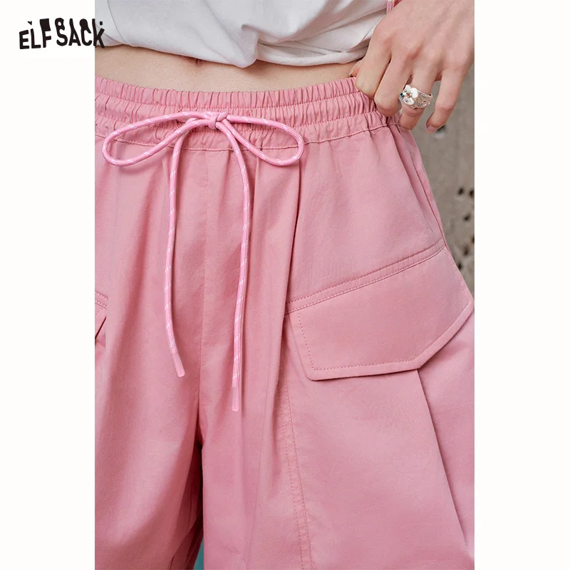 ELFSACK 2025 Summer New Arrivals Pink High Waisted Casual Shorts For Women