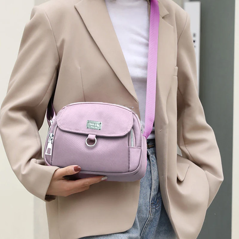 Vielseitige Nylon-Umhängetasche für den Alltag, trendige Umhängetasche mit verstellbarem Riemen und mehreren Taschen für Freizeitaktivitäten für Damen – Detail 10
