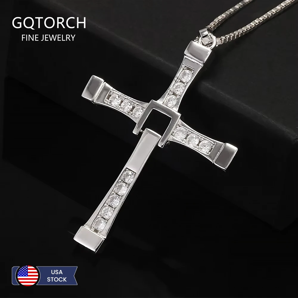 925 Sterling Silver Cross Pendant Necklace for Men Fast and Furious Dominic Toretto Movie Jewelry Hiphop Male Gift