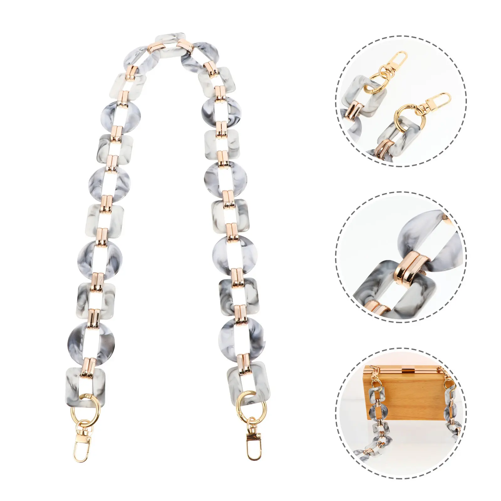 Resin Bag Chain Retro Color Block Lightweight Replacement Decorative Strap Creative Purse Handbag Accessory Resin Bag Chain