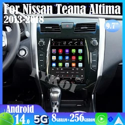Android15 For Nissan Teana Altima 2013-2018 Car Radio Automotive Multimedia Tesla Style Carplay Auto Bluetooth GPS Navigation 4G