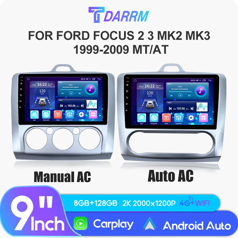 

Car Radio Android 12 Video Player Head For Ford Focus 2 3 Mk2 Mk3 MT/AT 1999-2009 GPS Navigation Carplay Unit Stereo Multimedia