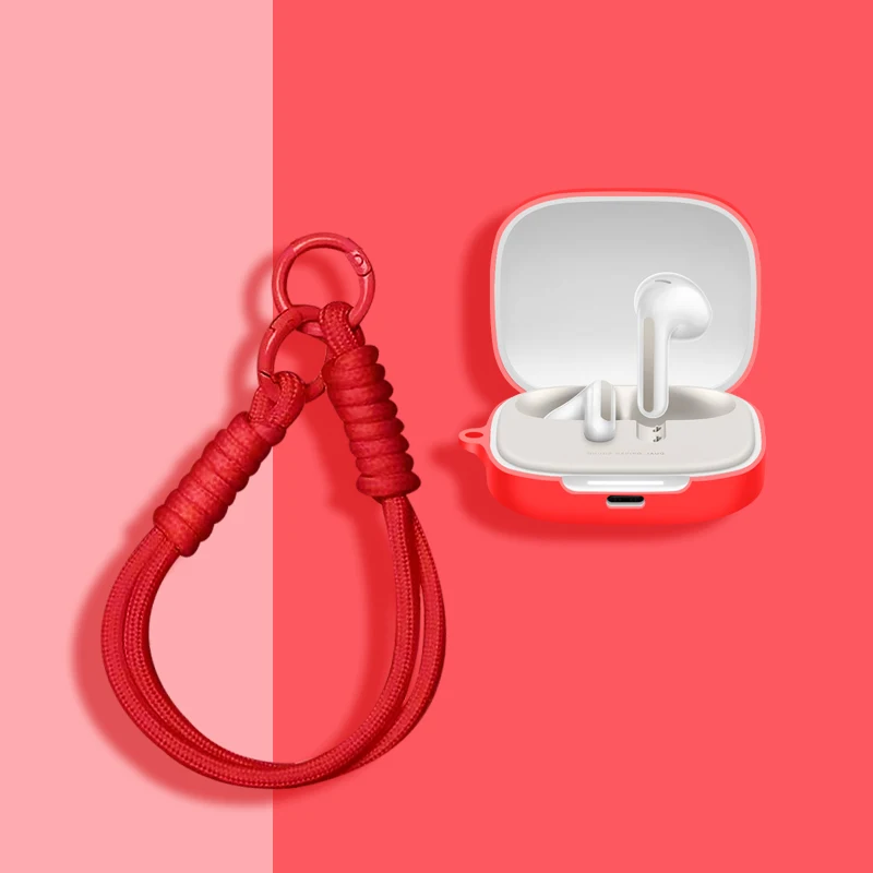 حافظة سماعة الرأس مناسبة لـ Redmi Buds 5 6s 6 Play 7s حافظة من السيليكون مناسبة لـ Xiaomi Redmi Buds 6 مع إبزيم مضاد للخسارة