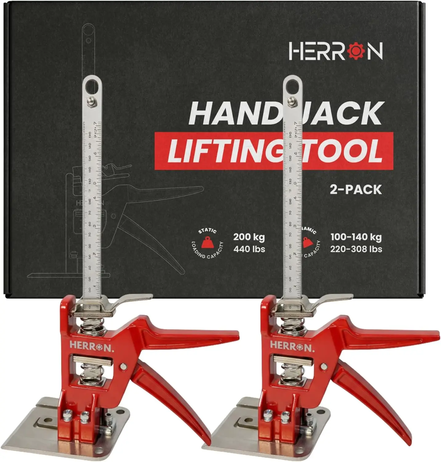 

Набор из 2-х подъемных инструментов для шкафов и мебели, грузоподъемность 440 фунтов, высота подъема 6 дюймов, с измерительной шкалой.