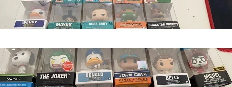 41 styles Newest Funko Pocket Keychains Snoopy John Cena Keychain Bella Donald Mayor Boss Baby Melody Miguel Action Figure Toy