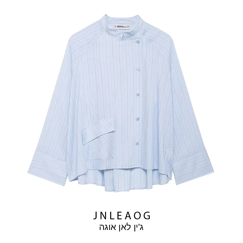 

Fashionable Casual Striped Shirt with Pocket Spring New Arrival Women's Clothing Versatile JNLEAOG 1093849 Polyester Long Sleeve