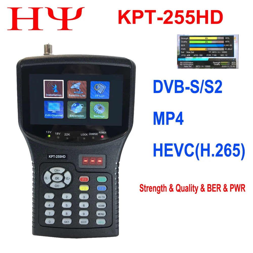 

Kpt-955hd Dvb-s2 Satellite Full Digital Satellite Tv Receiver Finder Meter Mpeg-4 Dvb-s2+hevc H2.65 Finder Meter